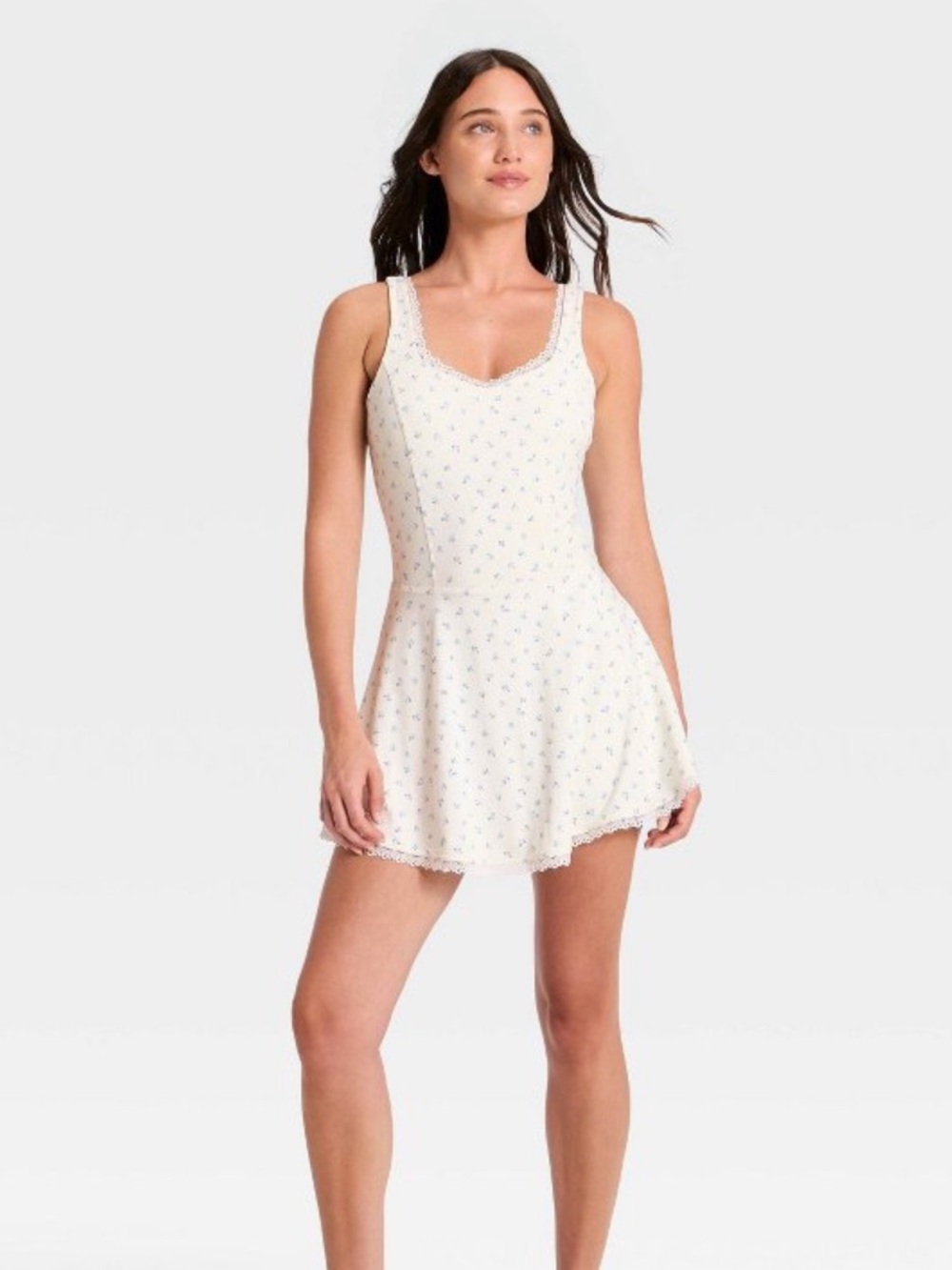 Target Cream Floral Tank Mini exercise Dress